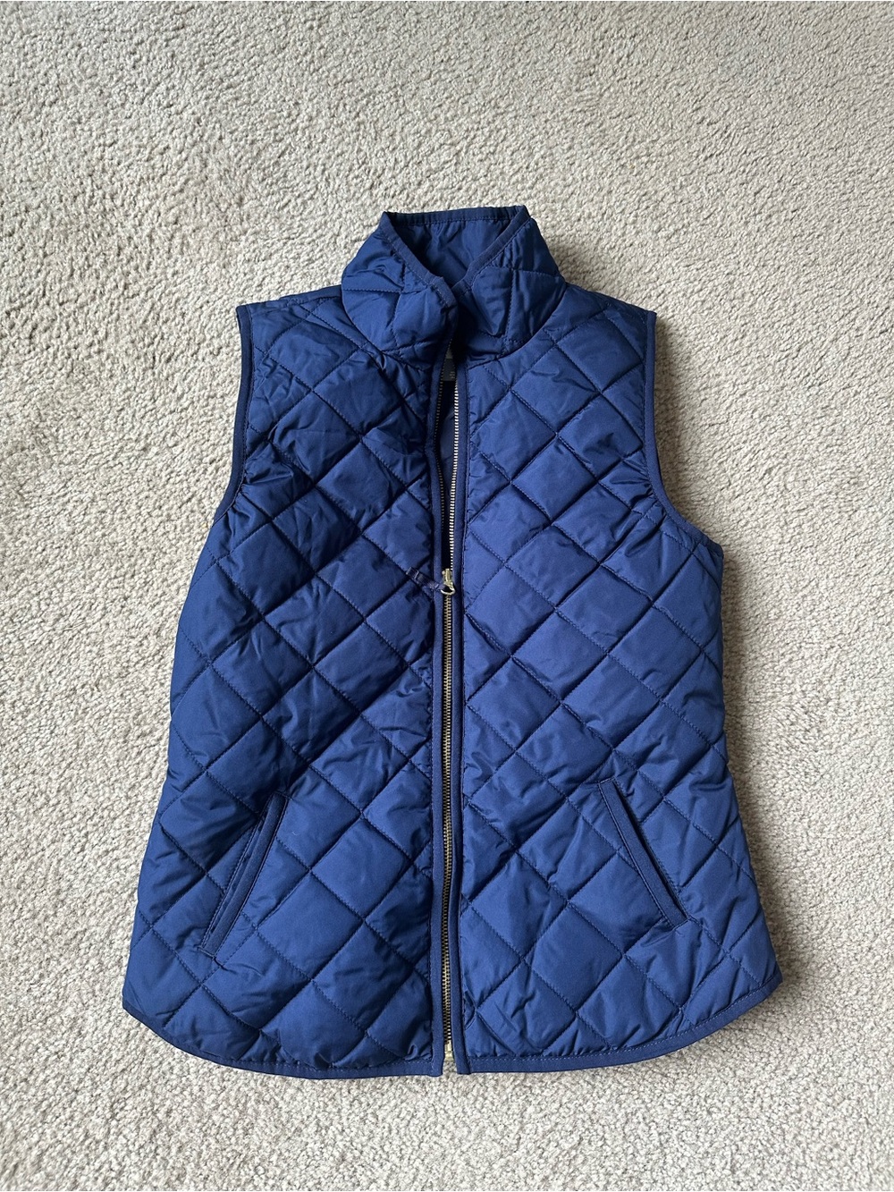 Old Navy Navy Quilted Zip-Up Vest with Gold Zipper